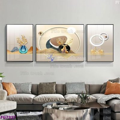 Ảnh gốc File bộ tranh tráng gương hiện đại FG7327 (độ nét cao) in tráng gương