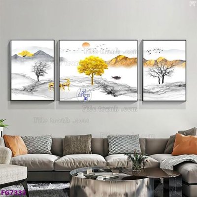 File tranh File bộ tranh tráng gương hiện đại FG7332 (gốc) chủ đề con người