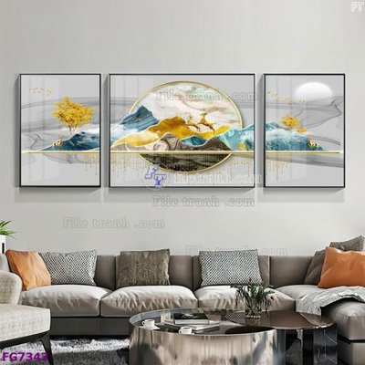 File in trần File bộ tranh tráng gương hiện đại FG7343 (bản gốc) đại dương