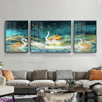 File in lụa File bộ tranh tráng gương hiện đại FG7346 (tân cổ điển) File bộ tranh tráng gương hiện đại FG7346