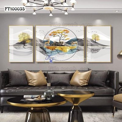 File in trần File tranh hiện đại pha lê gương FT100035 (bản gốc) mây trời