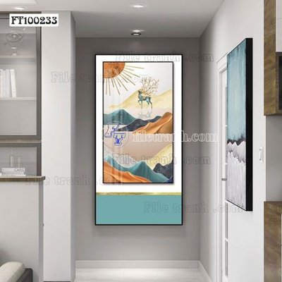 Hình ảnh file gốc in trần nhà File tranh hiện đại pha lê gương FT100233