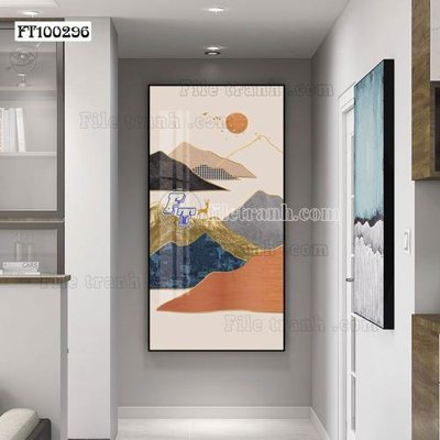 File gốc File tranh hiện đại pha lê gương FT100296 (in lụa) hoa văn cổ điển