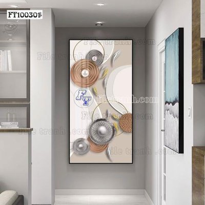 Hình ảnh file gốc in lụa File tranh hiện đại pha lê gương FT100301