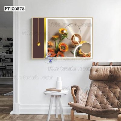 File gốc File tranh hiện đại pha lê gương FT100578 (in lụa) tranh mã đáo