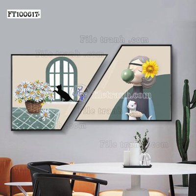File tranh File tranh hiện đại pha lê gương FT100617 (gốc) chủ đề trẻ em