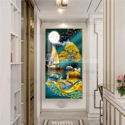 Hình ảnh file gốc in lụa File tranh hiện đại pha lê gương FT100751