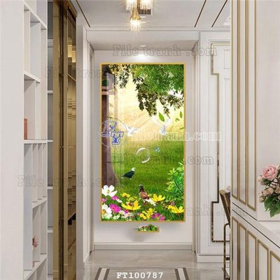 File in lụa File tranh hiện đại pha lê gương FT100787 (hoa văn) File tranh hiện đại pha lê gương FT100787