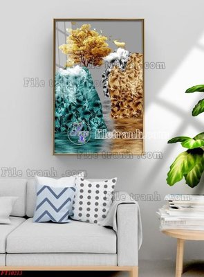 File gốc File tranh bộ hiện đại FT10213 (in lụa) hoa văn cổ điển