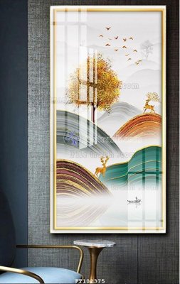 Tải file File tranh hiện đại pha lê gương FT102375 (gốc) chủ đề hoa sen