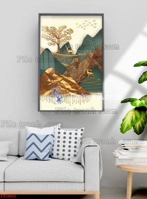 Download file gốc File tranh bộ hiện đại FT10455 (in lụa) hoa lá