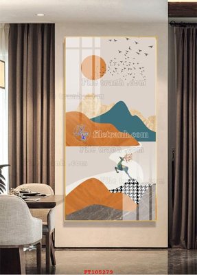 File gốc File tranh hiện đại pha lê gương FT105279 (in lụa) tranh mã đáo