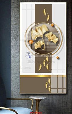 Download file gốc File tranh hiện đại pha lê gương FT105365 (in lụa) hoa lá