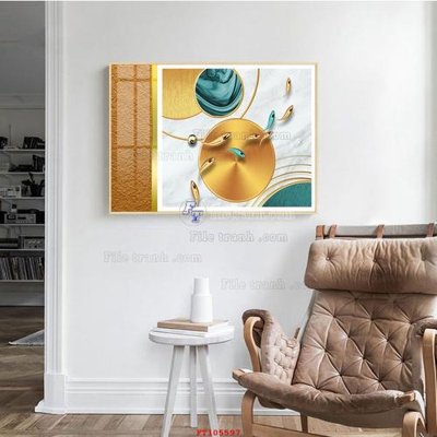 File tranh gốc in trần nhà File tranh hiện đại pha lê gương FT105597 3D