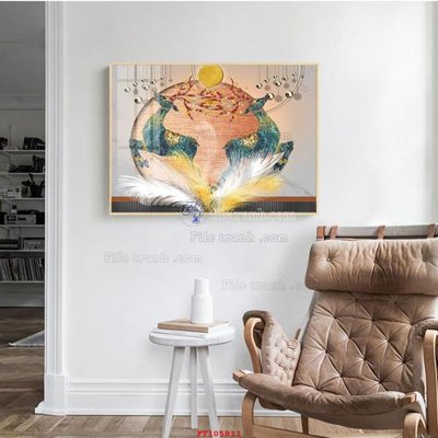 Hình ảnh file gốc in trần nhà File tranh hiện đại pha lê gương FT105811