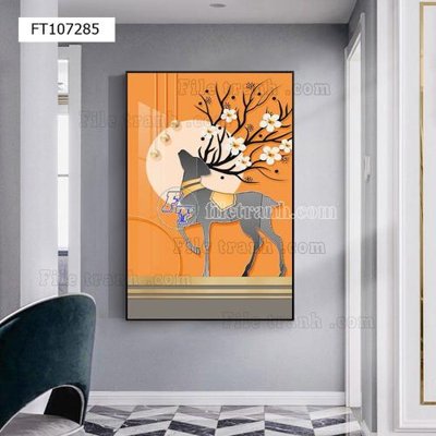 File tranh File tranh hiện đại pha lê gương FT107285 (gốc) chủ đề động vật