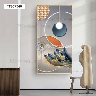 File gốc File tranh hiện đại pha lê gương FT107348 (in lụa) họa tiết 3D