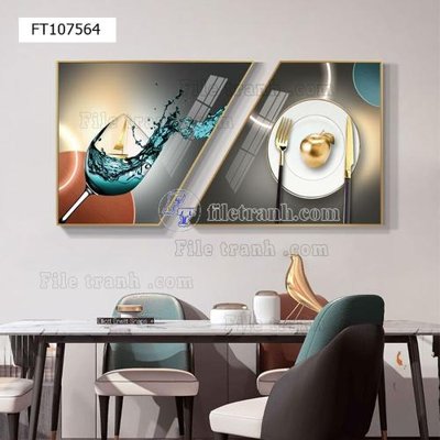 Hình ảnh file gốc in trần nhà File tranh hiện đại pha lê gương FT107564