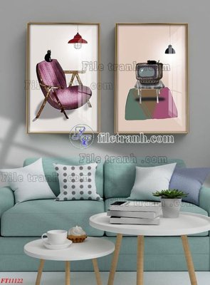 File gốc File tranh bộ hiện đại FT11122 (in lụa) tranh mã đáo
