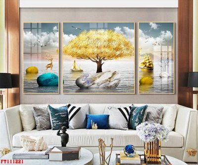 Hình ảnh file gốc in lụa File tranh hiện đại pha lê gương FT111221