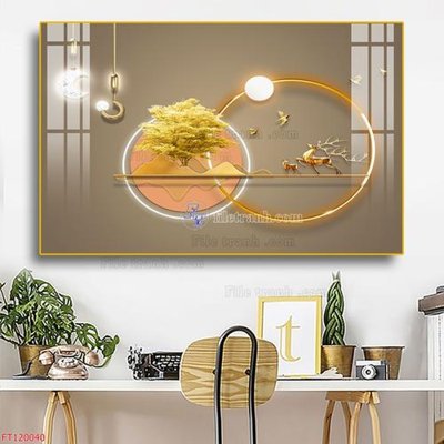 File gốc File tranh hiện đại pha lê gương FT120040 (in mica) làm bảng hiệu