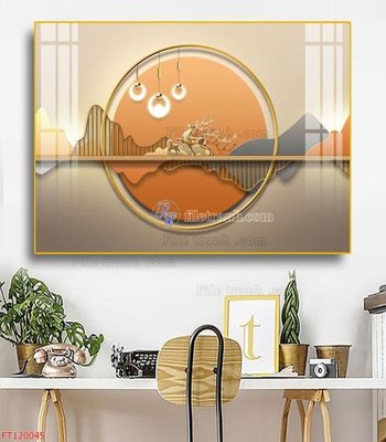 File gốc in tráng gương File tranh hiện đại pha lê gương FT120045 chi tiết