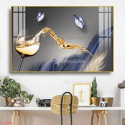 File in trần File tranh hiện đại pha lê gương FT120062 (bản gốc) mây trời