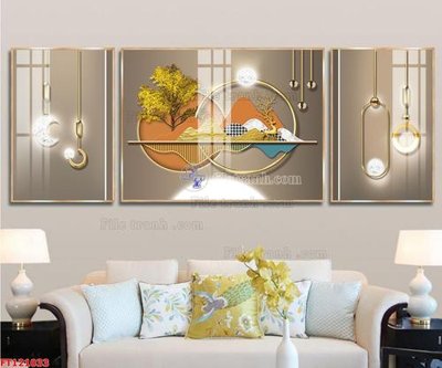 Ảnh gốc File tranh bộ hiện đại FT121033 (nét căng) in mica