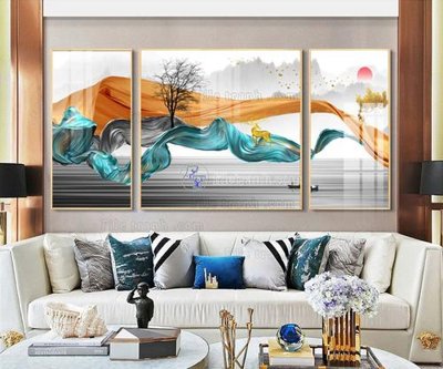 File in mica File tranh hiện đại pha lê gương FT126 (bản gốc) làm vách ngăn