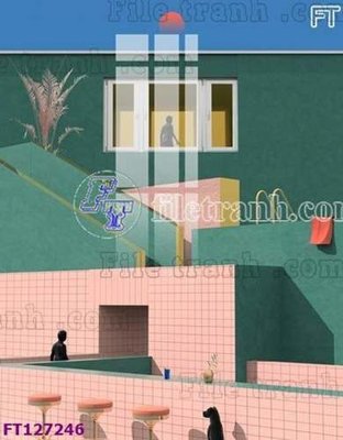 File gốc File tranh bộ hiện đại FT127246 (in lụa) hoa văn cổ điển