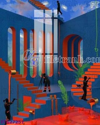 File gốc File tranh bộ hiện đại FT127251 (in lụa) tranh mã đáo