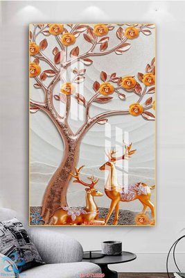 File gốc Tranh trang trí lối vào FT15529 (in lụa) tranh phong thủy