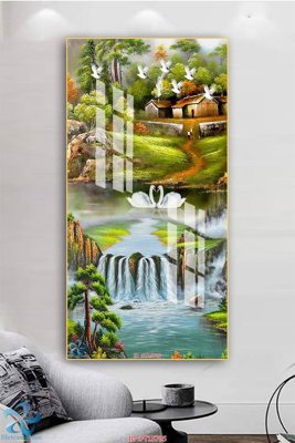 File gốc Tranh trang trí lối vào FT15795 (in lụa) hoa văn cổ điển