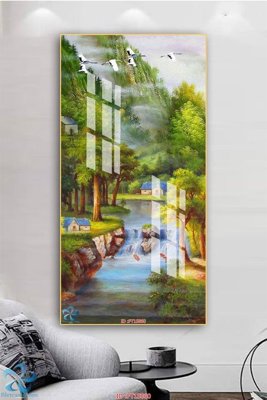 File gốc Tranh trang trí lối vào FT15860 (in lụa) họa tiết 3D