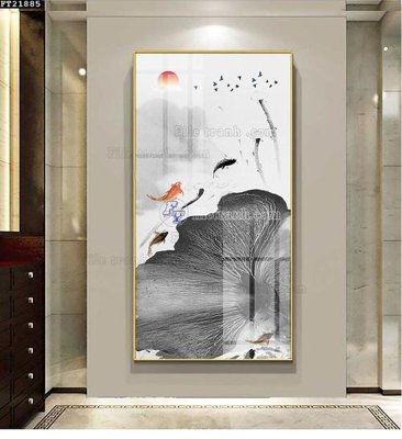 File gốc File tranh đơn lối vào FT21885 (in lụa) hoa văn cổ điển