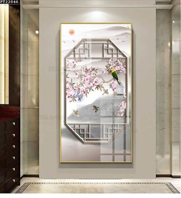 File gốc File in tranh tường đứng lối vào FT22046 (in lụa) trang trí tường