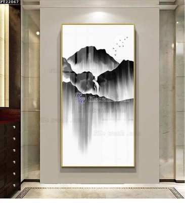 File gốc File in tranh tường đứng lối vào FT22067 (in lụa) cao cấp