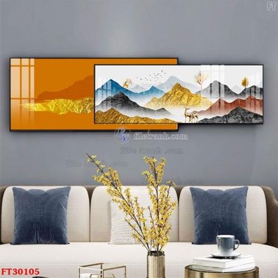 Ảnh gốc File tranh bộ hiện đại FT30105 (nét căng) in mica
