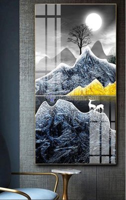 File gốc File tranh hiện đại pha lê gương FT401 (in lụa) trang trí tường