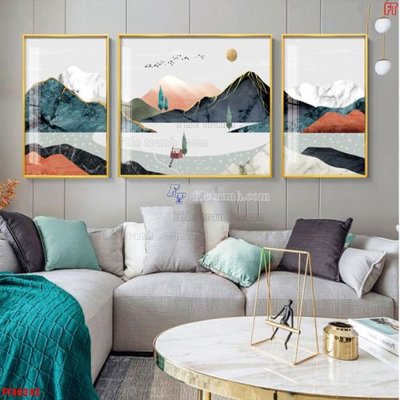 Download file gốc File tranh bộ hiện đại FT40242 (in lụa) hoa lá