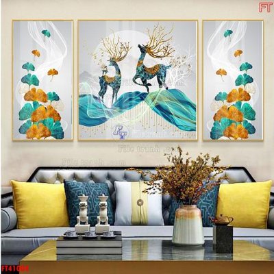 File gốc in tráng gương File tranh bộ hiện đại FT41004 chi tiết