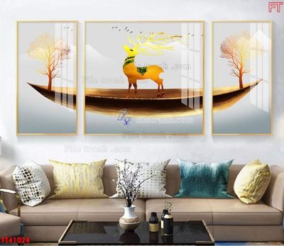 Ảnh gốc File tranh bộ hiện đại FT41024 (nét căng) in mica