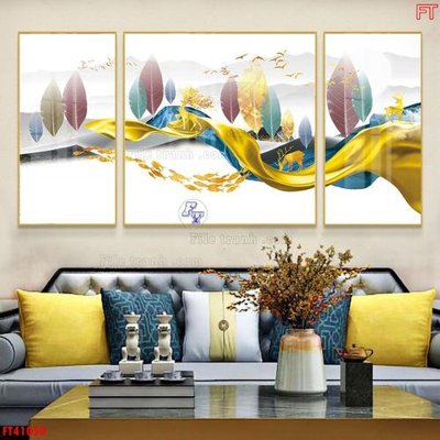 File tranh File tranh bộ hiện đại FT41050 (gốc) in trên kính