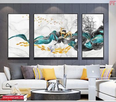 File gốc File tranh bộ hiện đại FT41096 (in tráng gương) hiện đại