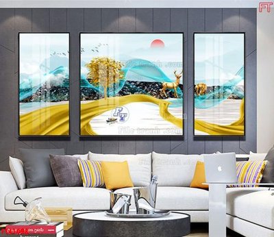 File tranh File tranh bộ hiện đại FT41098 (bản gốc) treo quán cafe