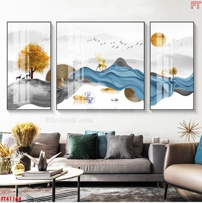 Tải file File tranh bộ hiện đại FT41164 (gốc) chủ đề hoa sen