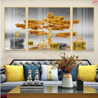 File gốc File tranh bộ hiện đại FT41201 (in mica) làm quà tặng