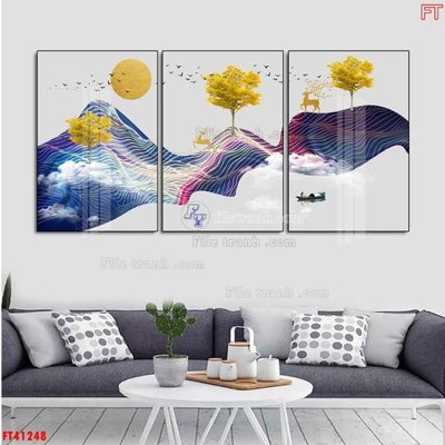 File in lụa File tranh bộ hiện đại FT41248 (tân cổ điển) File tranh bộ hiện đại FT41248