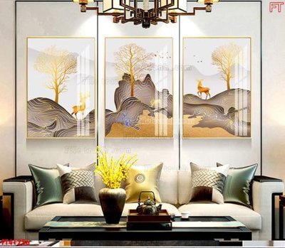 Ảnh gốc File tranh bộ hiện đại FT41256 (độ nét cao) in mica