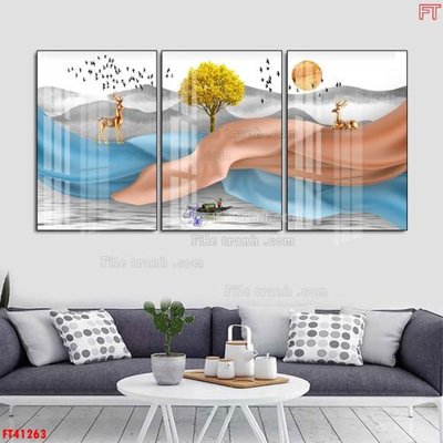 File gốc File tranh bộ hiện đại FT41263 (in mica) trang trí